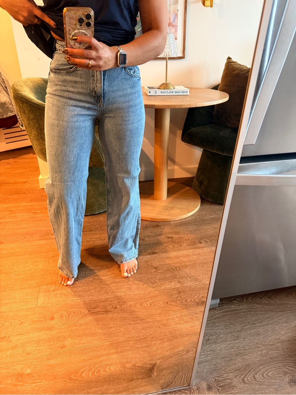 H&M Light Blue High-Rise Wide-Leg Jeans